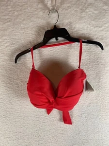 Bar III Women's Core Solids Pink Twist Bandeau Bikini Swim Top Size L NWT 9989 - Picture 1 of 8