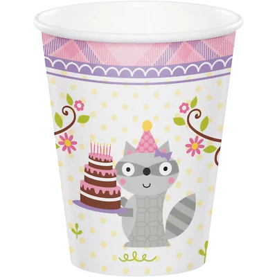 Pink Cups Pink Woodland Paper Cups Girls Birthday Party Supply 8ct - Image 1 of 2