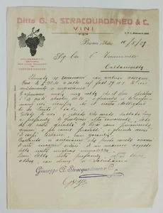 10566 32/crt - fattura vini stracquadaneo biscari ragusa 1929 - Picture 1 of 3