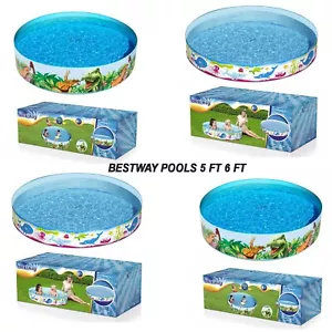 Kinder Bestway Garten Druckknopflasche 4 Fuß/5 Fuß/6 Fuß starres Schwimmbad NEU SOMMER - Bild 1 von 8
