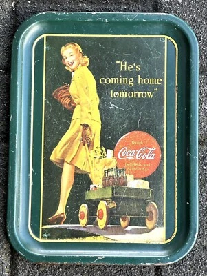 Coca Cola, Tablett Getränkehalter Feiern 1991 He's Coming Home 35x28 - Bild 1 von 4