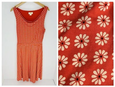 Vestido Maeve Anthropologie Naranja Blanco Floral Brianne Talla Pequeña Boho Hippie Foto 1 de 4