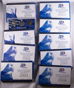 1999-2008-S U.S. Mint 50 State Quarter Proof Sets OGP/COA x10 No Box/ COA 2000 - Picture 1 of 5