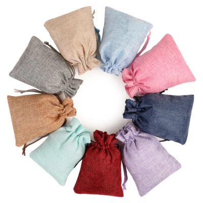 Lot 25 Drawstring Burlap Linen Jute Sack Gift Bags Wedding Favor Jewelry Pouch  - Image 1 of 4
