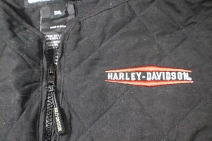 Harley Davidson Polyester Quilted Style Zip Up Black Vest Mens Size 3XL Zip Up - Picture 1 of 5