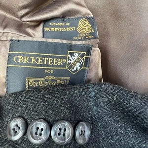 Men’s CRICKETEER American Craftsman Gray Wool Tweed Sportscoat Blazer Size 44R - Picture 1 of 8