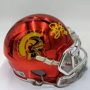 TROY POLAMALU signed/autographed USC TROJANS Riddell CHROME Mini Helmet - BAS - Picture 1 of 7