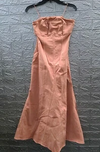 New Pilcro By Anthropologie Icon Fluted Midi Dress Coral Sz. M - Picture 1 of 5