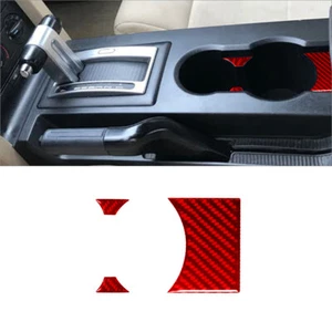 For Ford Mustang 2005-09 Red Carbon Fiber Interior Gear Shift Insert Cover Trim - Picture 1 of 12