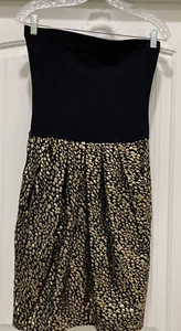 Strapless TapeMeasure Dress Animal Print Bottom Black Top SZ S USA Sexy - Picture 1 of 10