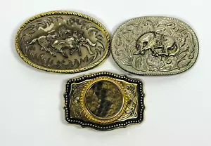 3 Stück Western Gürtelschnallen - Klapperschlangenfell, Cowboy, Pferd - Bild 1 von 8