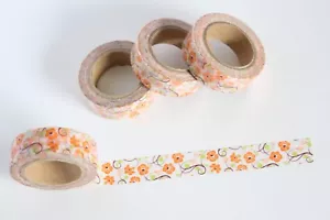 Orange floral vines washi tape, Floral washi, Cute washi, Planner accessories - Picture 1 of 1