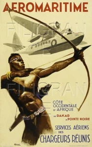 AéROMARITIMES AVION Rxpn - POSTER HQ 50x70cm d'une AFFICHE VINTAGE - Photo 1/1