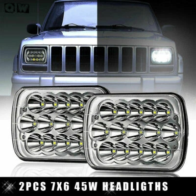 2X 5x7" 7x6 Chrome Led Headlights Sealed Beam H4 For Jeep Cherokee XJ 1984-2001 - Image 1 of 4
