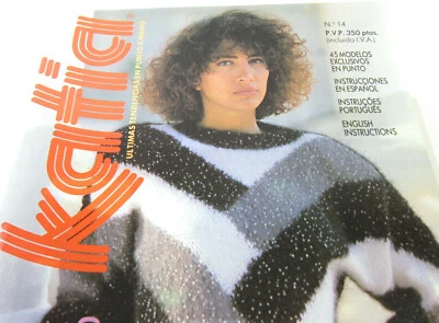 Katia Yarn Knitting Pattern Book No. 14 Sweaters English Spanish Portugues - Image 1 of 4