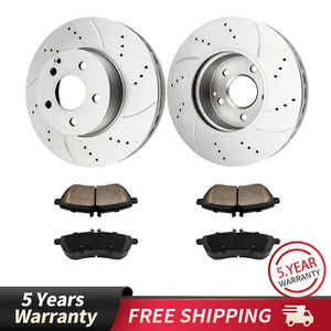 Rotor de freno delantero perforado + pastillas para Mercedes-Benz C300 C250 SLK250 2008-2015 - Imagen 1 de 14