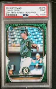 2023 Bowman Chrome DANIEL SUSAC /99 1st Green Grass Refractor ATHLETICS PSA 9 - Picture 1 of 2