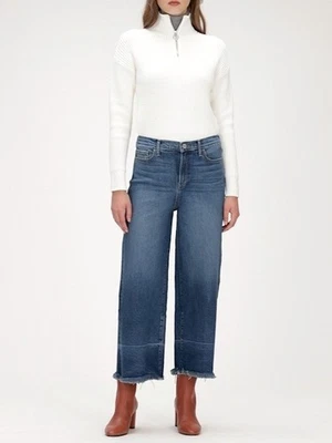 Pantalones de mezclilla Banana Republic lavados ligeros tiro alto pierna ancha dobladillo crudo boho 26P Foto 1 de 4