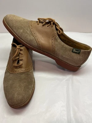 Винтажный бас замши седло туфли коричневый двухцветный кожаный шнурует вверх мокасины женщин 11 - Изображение 1 из 4