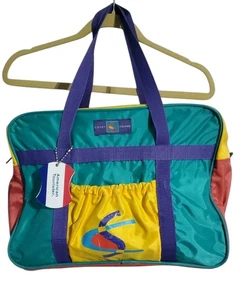 Vintage Sporttasche Handgepäck Sporttasche Court Square Nylon Mehrfarbig 80er 90er - Bild 1 von 8
