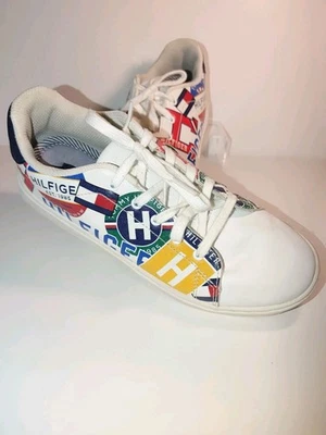 Tommy Hilfiger Size 5Y Unisex Boys/Girls Big Kids Casual Lace Up White Tennis  - Image 1 of 4