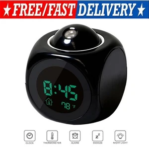 LED Projection Alarm Clock Digital LCD Display Voice Talking Weather Snooze USB - Picture 1 of 21