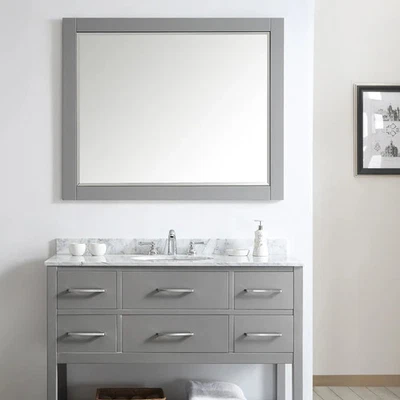 Florence 48" Rectangular Bathroom/Vanity framed Wall Mirror Grey 48 inches - Image 1 of 4