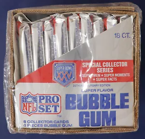 1990 Pro Set Super Bowl XXV 25th Edition Bubble Gum Football - 18 Sealed Packs - Picture 1 of 2