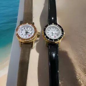 2 Swiss Made 17 JewelsWomen’s Watch rotating Bezel 1Suede Band $65 Each - Picture 1 of 15