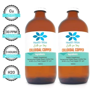 2 x Colloidal Copper 30 PPM 500ml 99.99% Purity 6+ Month Supply Finest Ionic - Bild 1 von 12