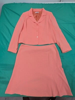 Casual Corner Womens Peach 2 Piece Skirt Suit Size 16 - Image 1 of 4