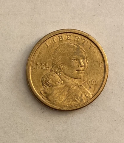 2000 P Native American Sacagawea One 1 Dollar Coin Gold-Color Philadelphia Cover