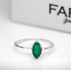 Dainty Sterling Silver Green Onyx Ring Ladies Marquise Gemstone Jewellery Gift