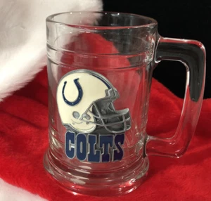 Indianapolis Colts Mug Glass Stein Mug NFL Football 12 oz Pewter Helmet Heavy - Picture 1 of 5