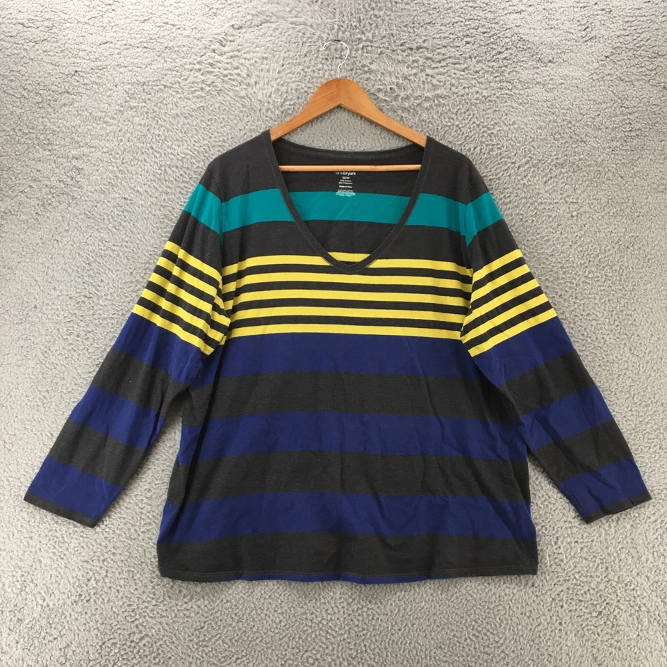 Camiseta manga larga Lane Bryant para mujer 22/24 multicolor a rayas mezcla de algodón Foto 1 de 4