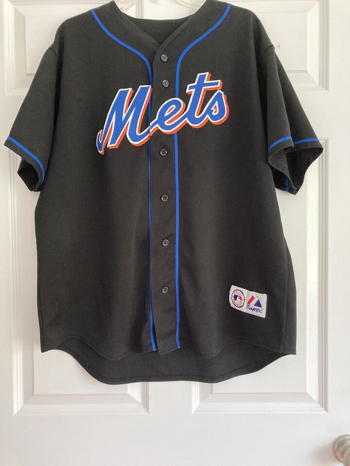 Jose Reyes NY Mets #7 Genuine Majestic Vintage MLB Black Jersey Button  Sewn! XL