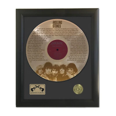 Rolling Stones Can't Get No Satisfact Laser Etched Gold LP Record Framed Display - Image 1 of 3