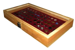 New Natural Wood Burgundy Cufflinks Display Organizer Storage Box Case - Picture 1 of 4