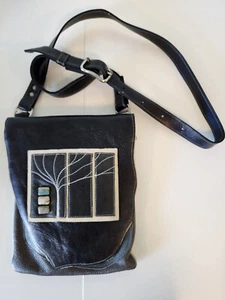 Borsa a tracolla artigianale in pelle ricamata tracolla tasche fatta a mano - Foto 1 di 7