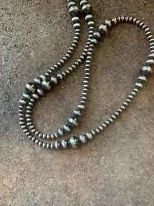 Sterling Silver 4 mm Graduated Bead Necklace 26 Inch - Picture 1 of 12