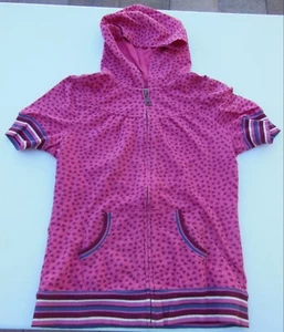 Mossimo Supply Co Hoodie Top Short Sleeve Pink Stripe Trim Zipper Front Sz Large - Picture 1 of 3