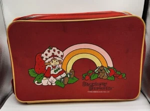 Vintage rote Erdbeere Shortcake Koffer 1980 Kinder Regenbogen Nachttasche Welpe - Bild 1 von 14