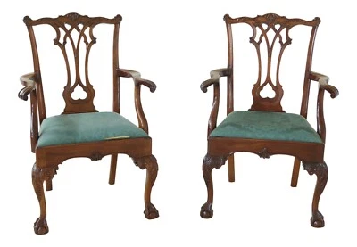 48707EC: Par de sillones de caoba tallados con bola y garra Stickley Foto 1 de 4