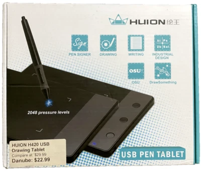 Huion H420 4 x 2.23 in Design Graphic Tablet with Digital Cordless Pen - Image 1 of 2