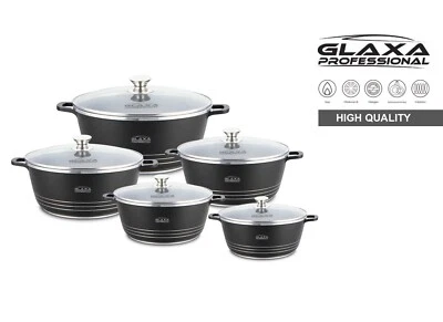 GLAXA Die Cast NonStick Ceramic Coated Cooking/Casserole Pot 10pc set Induction