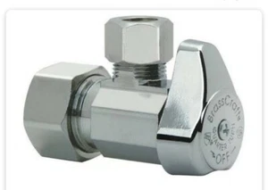 G2CR19X C BrassCraft 1/2" NOM Comp Inlet x 3/8" Comp Out 1/4-Turn Angle CHROME - Picture 1 of 5