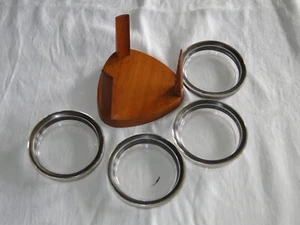 Glass Coaster Set in Walnut Holder - Picture 1 of 4