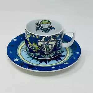 Bopla Cup & Saucer Set Blue Yellow Turquoise Eggs Birds Porcelain Modern Art NEW - Picture 1 of 21