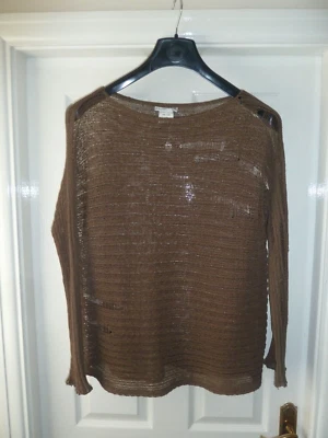 Sarah Pacini Italian Linen Open Knit Jumper One Size Lagen look — 第 1/4 张图片