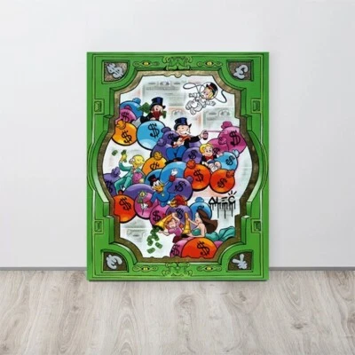 Alec Monopoly Canvas "Green Frame _ Bags Sixtine Chapel Ceiling" Wall Art - Image 1 of 4